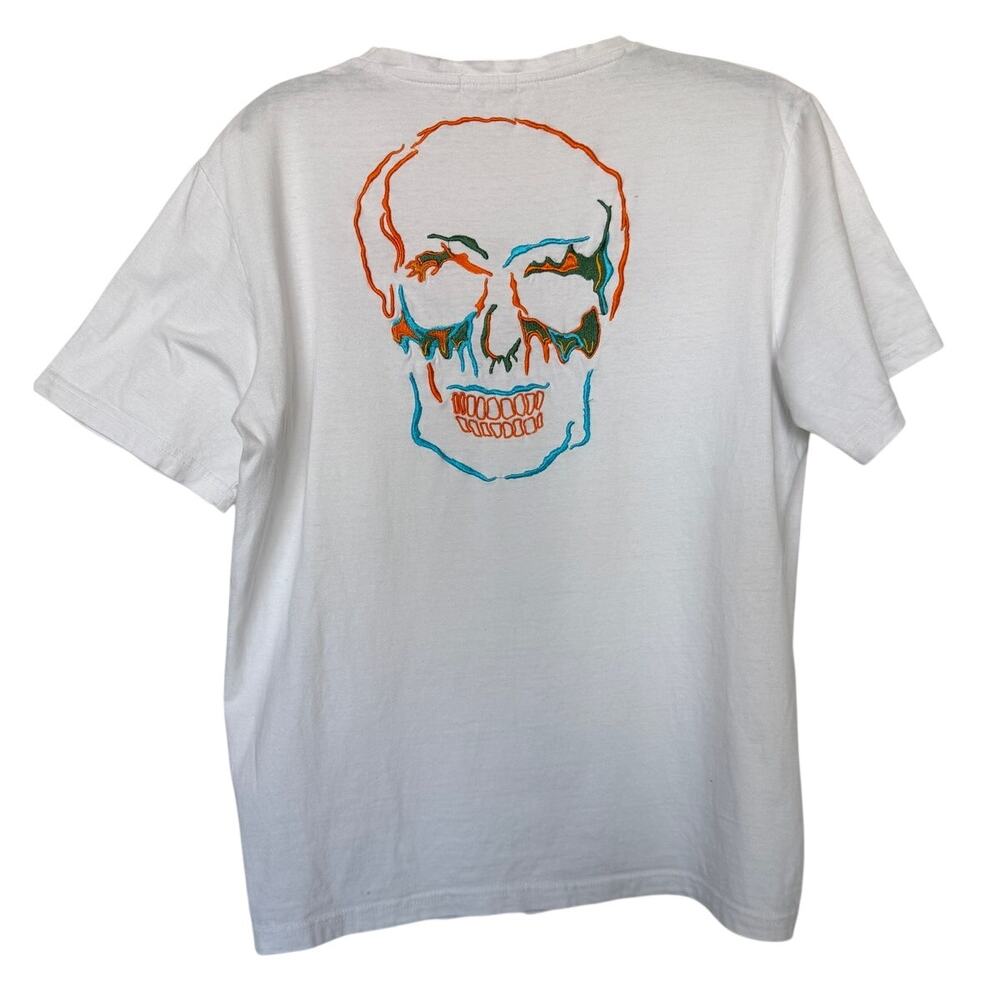 Bolongaro Trevor Men's M White T-Shirt Embroidered Skull Graphic 100% Cotton
